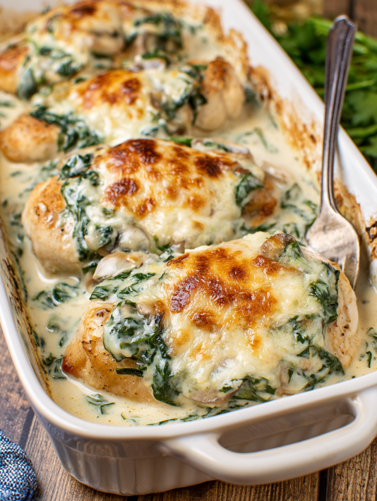Oven Baked 3-Ingredient Chicken Florentine Casserole