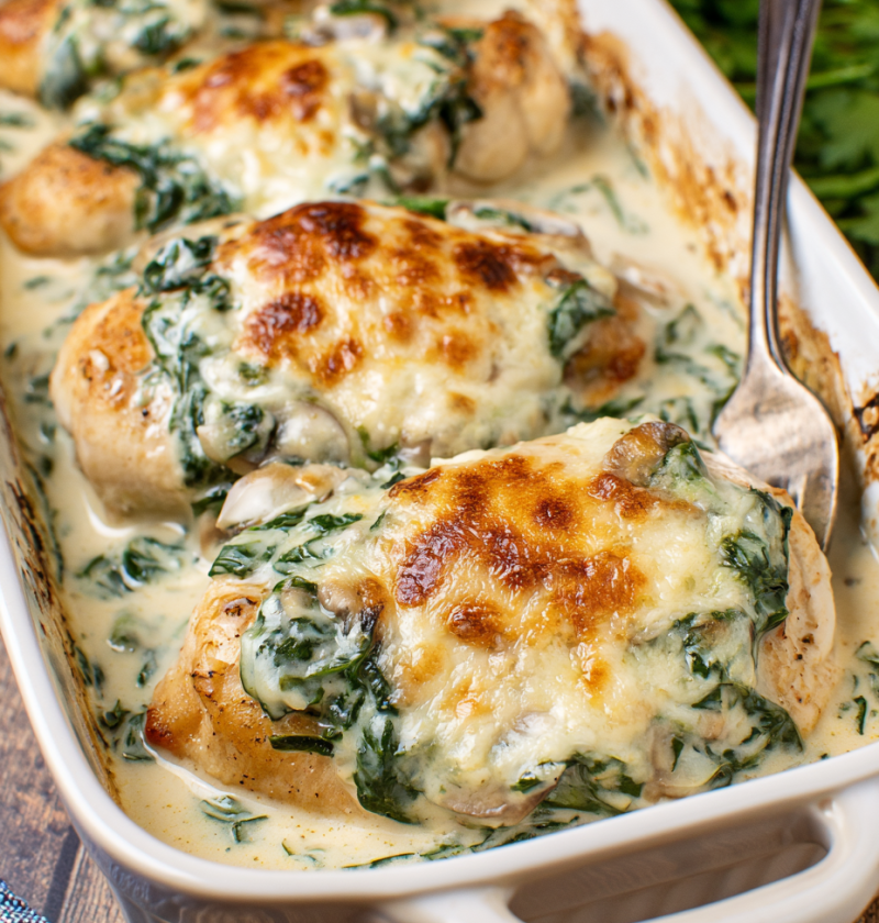 Oven Baked 3-Ingredient Chicken Florentine Casserole