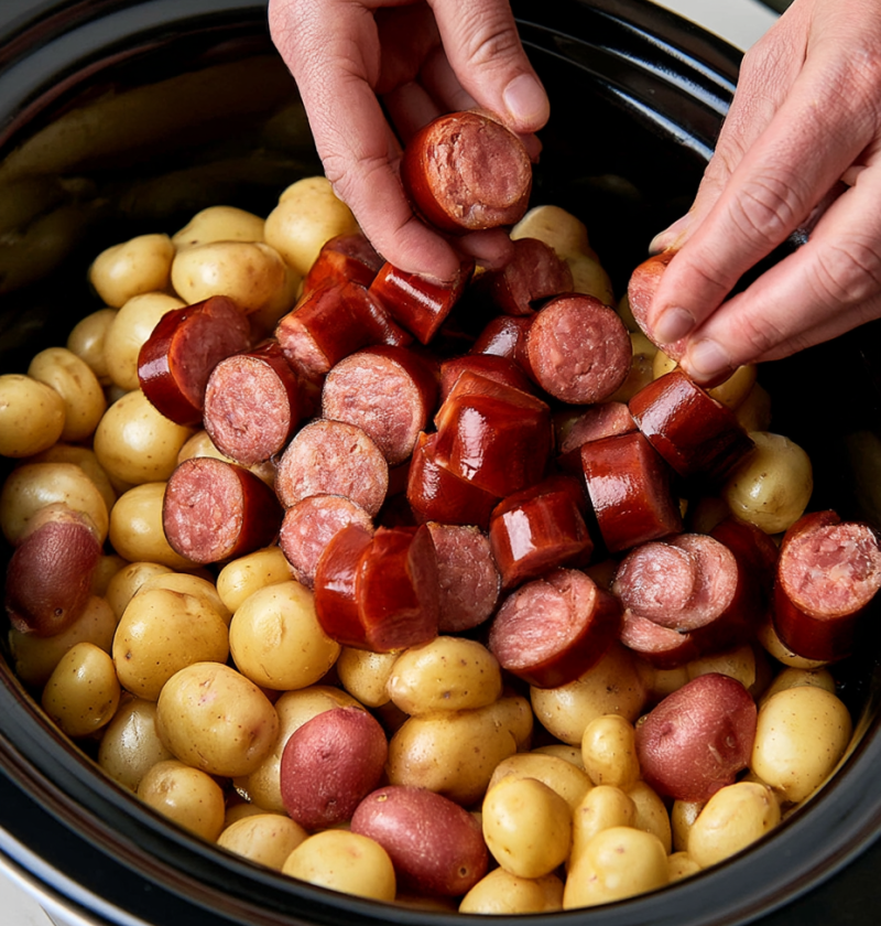 Slow Cooker Amish Kielbasa Potatoes