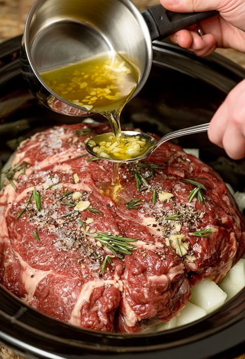 Slow Cooker Garlic Herb Beef Chuck Roast