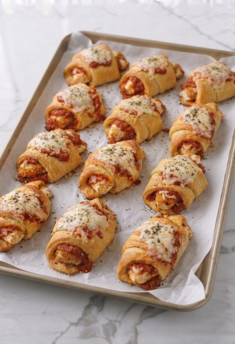 Oven Baked 4-Ingredient Chicken Parmesan Crescent Bundles