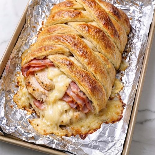 4-Ingredient Chicken Cordon Bleu Crescent Braid