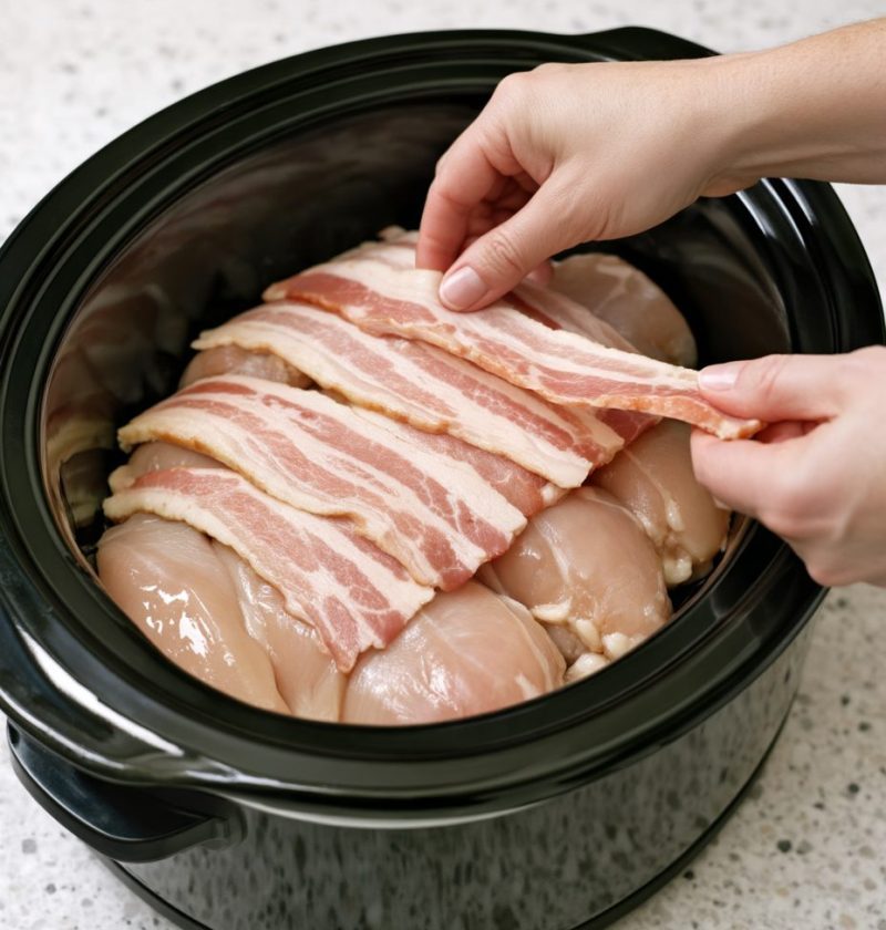 Slow Cooker Amish Bacon Chicken Pasta