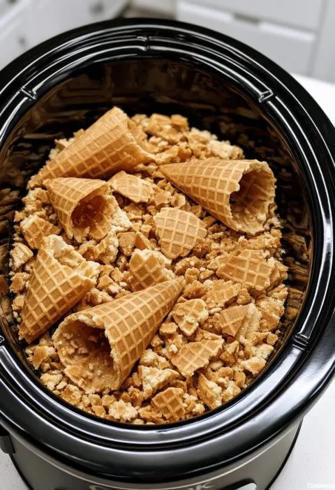 3-Ingredient Slow Cooker Sugar Cone Dessert