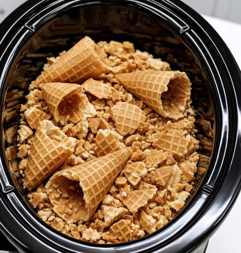3-Ingredient Slow Cooker Sugar Cone Dessert