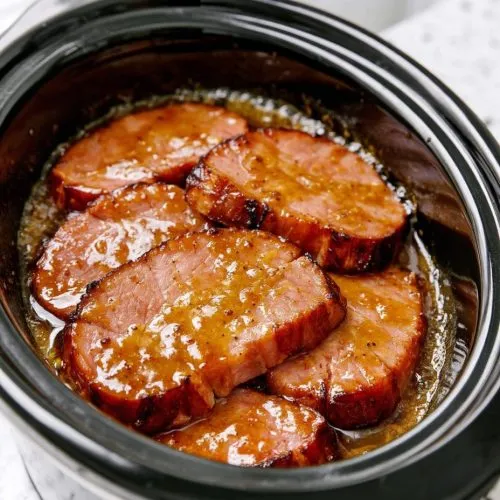 Slow Cooker 3-Ingredient Sweet Mustard Ham Steaks