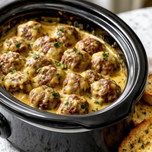 Slow Cooker 5-Ingredient Cheddar Beef Meatballs