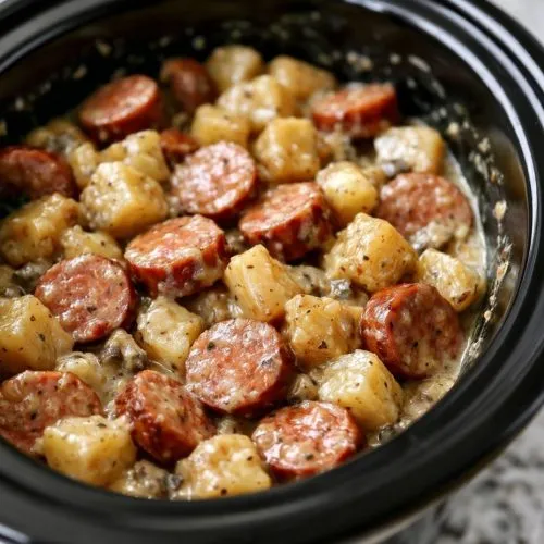 Slow Cooker 4-Ingredient Sausage and Potatoes