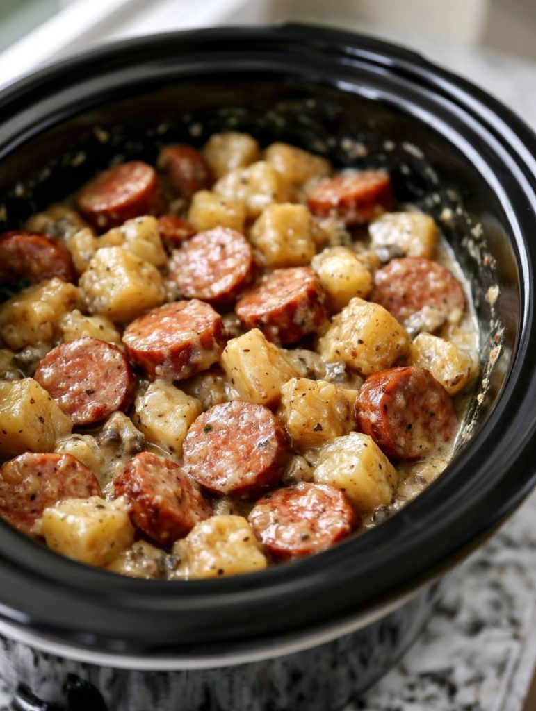 Slow Cooker 4-Ingredient Sausage and Potatoes