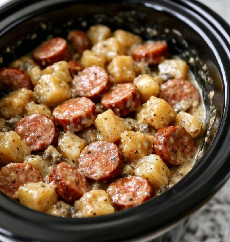 Slow Cooker 4-Ingredient Sausage and Potatoes