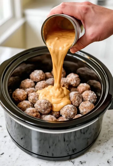 Slow Cooker 5-Ingredient Cheddar Beef Meatballs