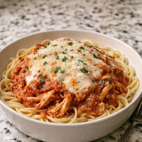 Slow Cooker 6-Ingredient Chicken Parmesan-Style