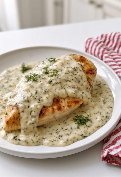 Slow Cooker 4-Ingredient Creamy Dill Chicken