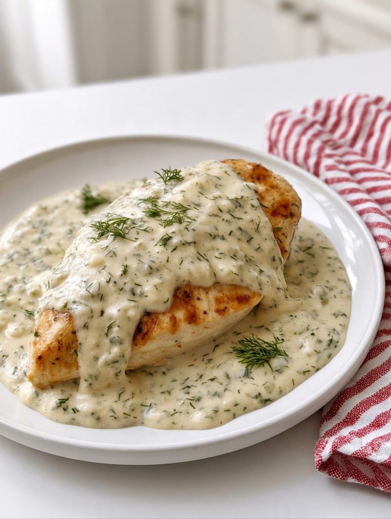 Slow Cooker 4-Ingredient Creamy Dill Chicken