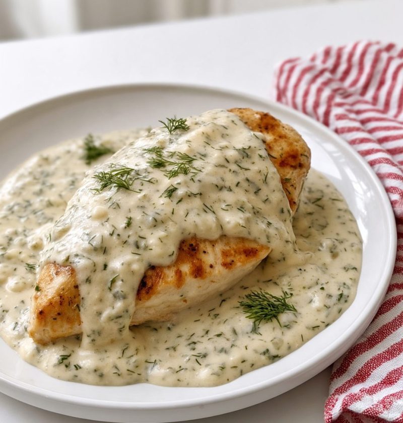 Slow Cooker 4-Ingredient Creamy Dill Chicken