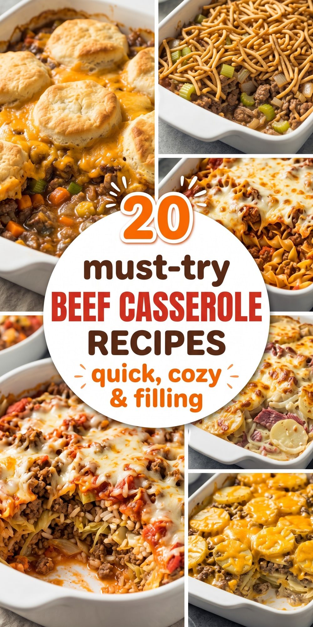 20 Beef Casserole Recipes – collage of easy recipes