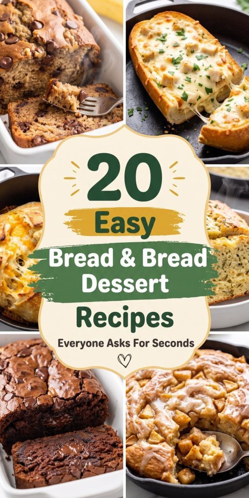 20 Bread and Bread Dessert Recipes – collage of easy recipes