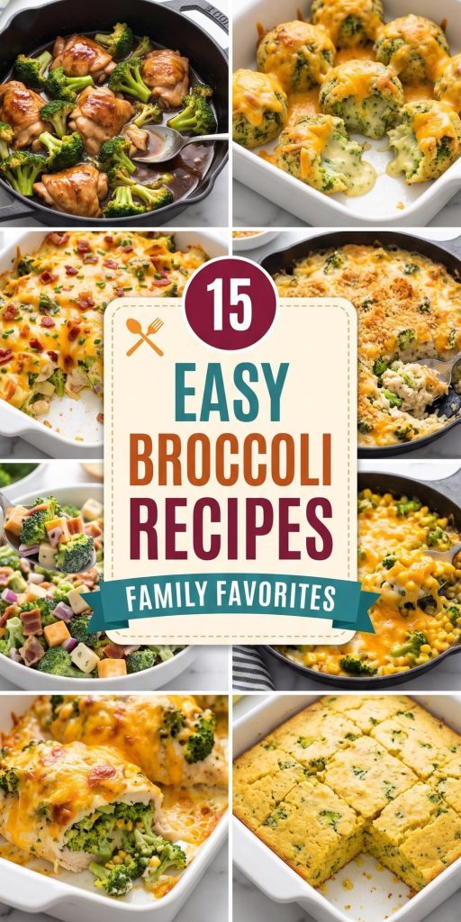 15 Broccoli Recipes – collage of easy recipes