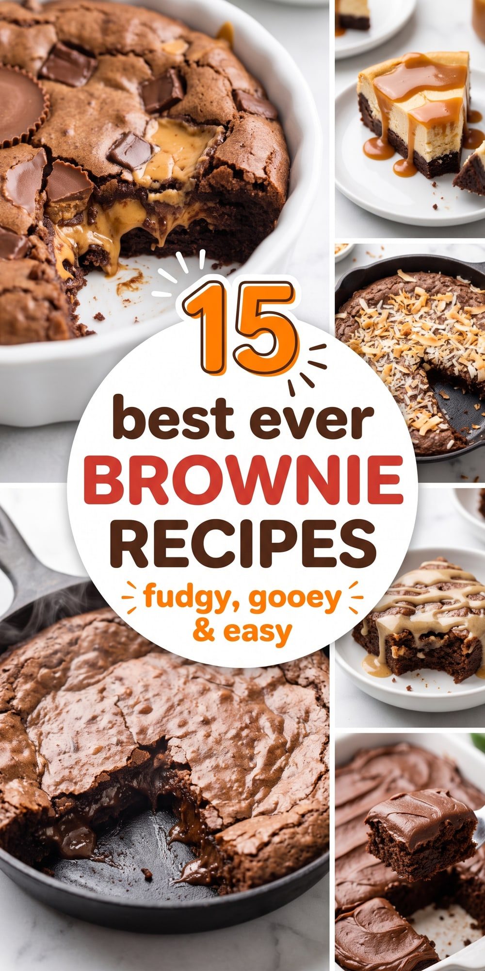 15 Best Brownie Recipes – collage of easy recipes