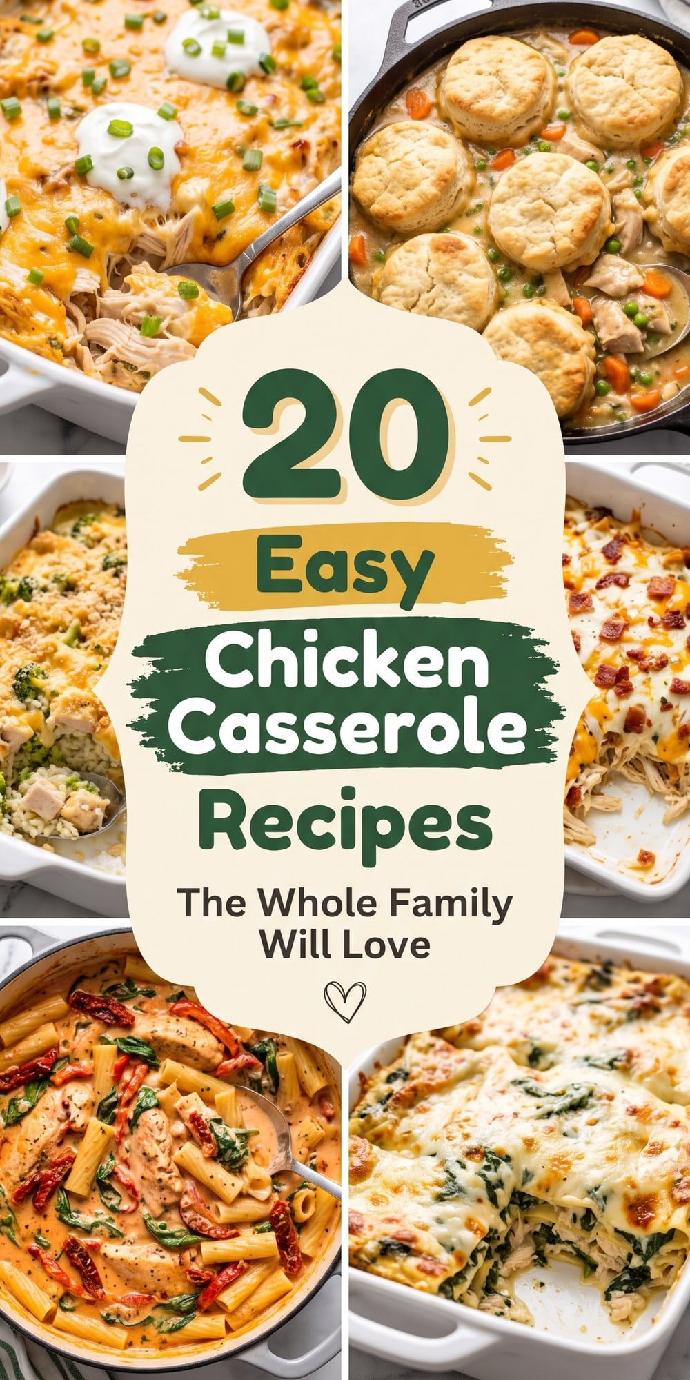 20 Chicken Casserole Recipes – collage of easy recipes