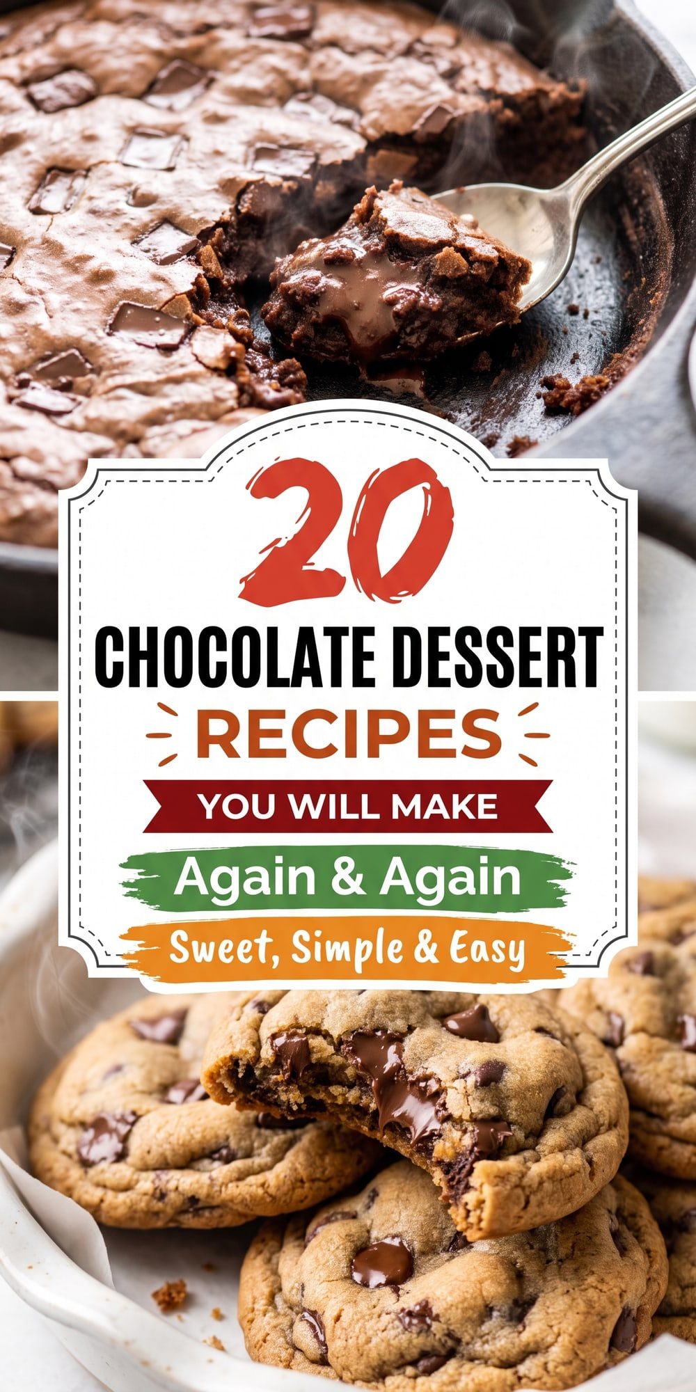 20 Chocolate Dessert Recipes – collage of easy recipes