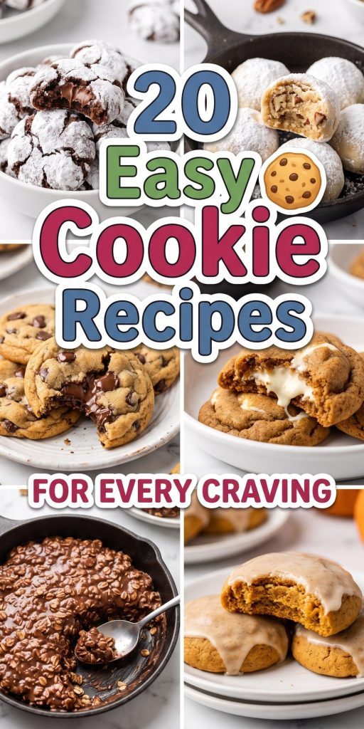 20 Cookie Recipes – collage of easy recipes