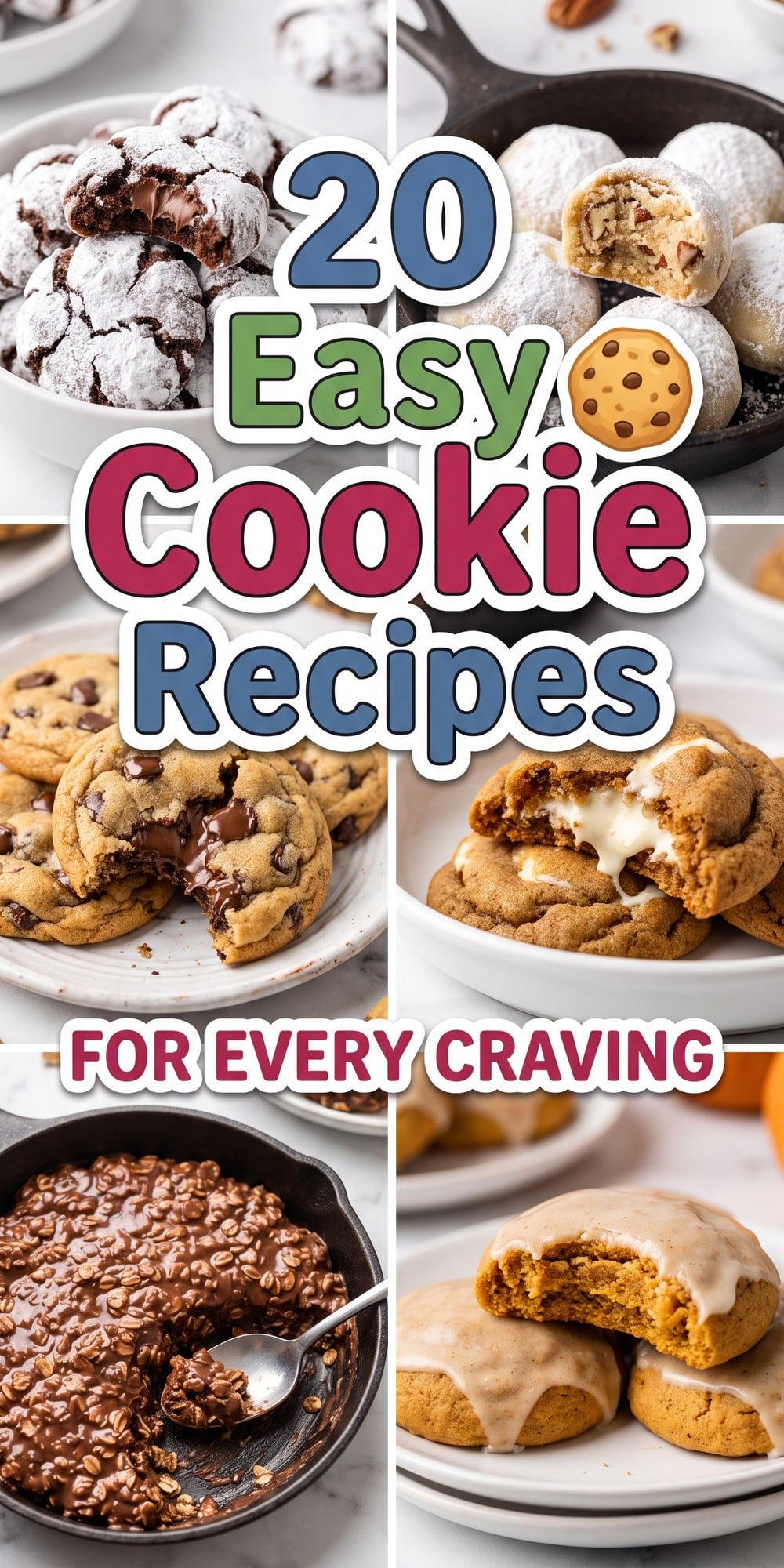 20 Cookie Recipes – collage of easy recipes