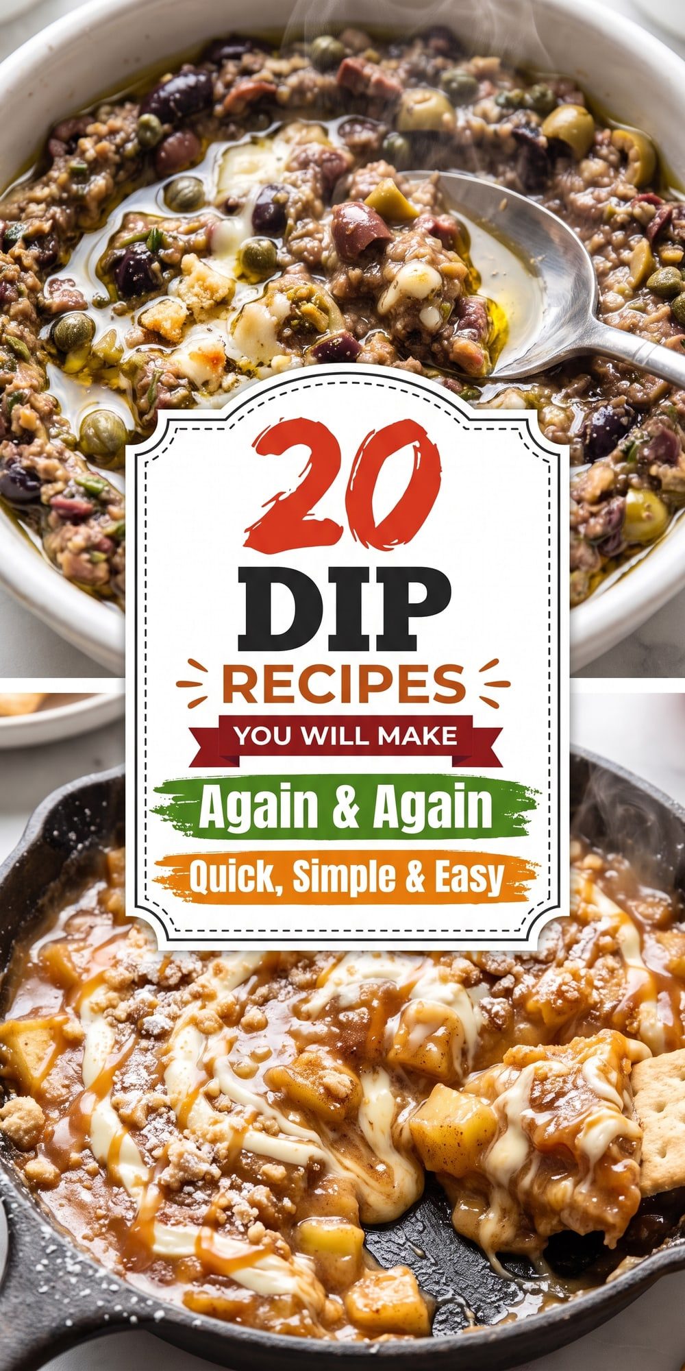 20 Dip Recipes – collage of easy recipes