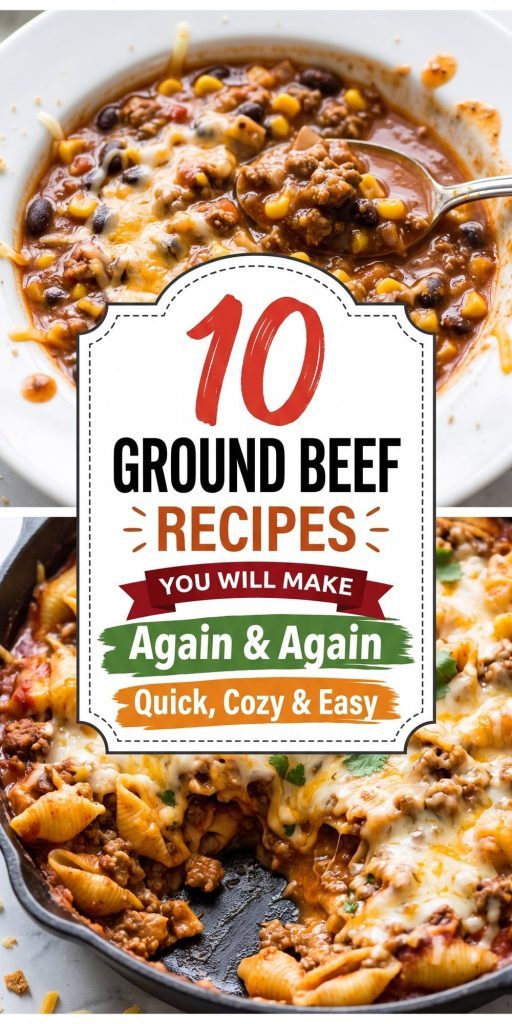 10 Ground Beef Recipes – collage of easy recipes