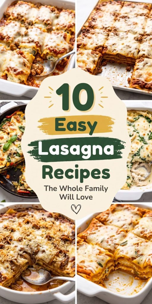 10 Lasagna Recipes – collage of easy recipes