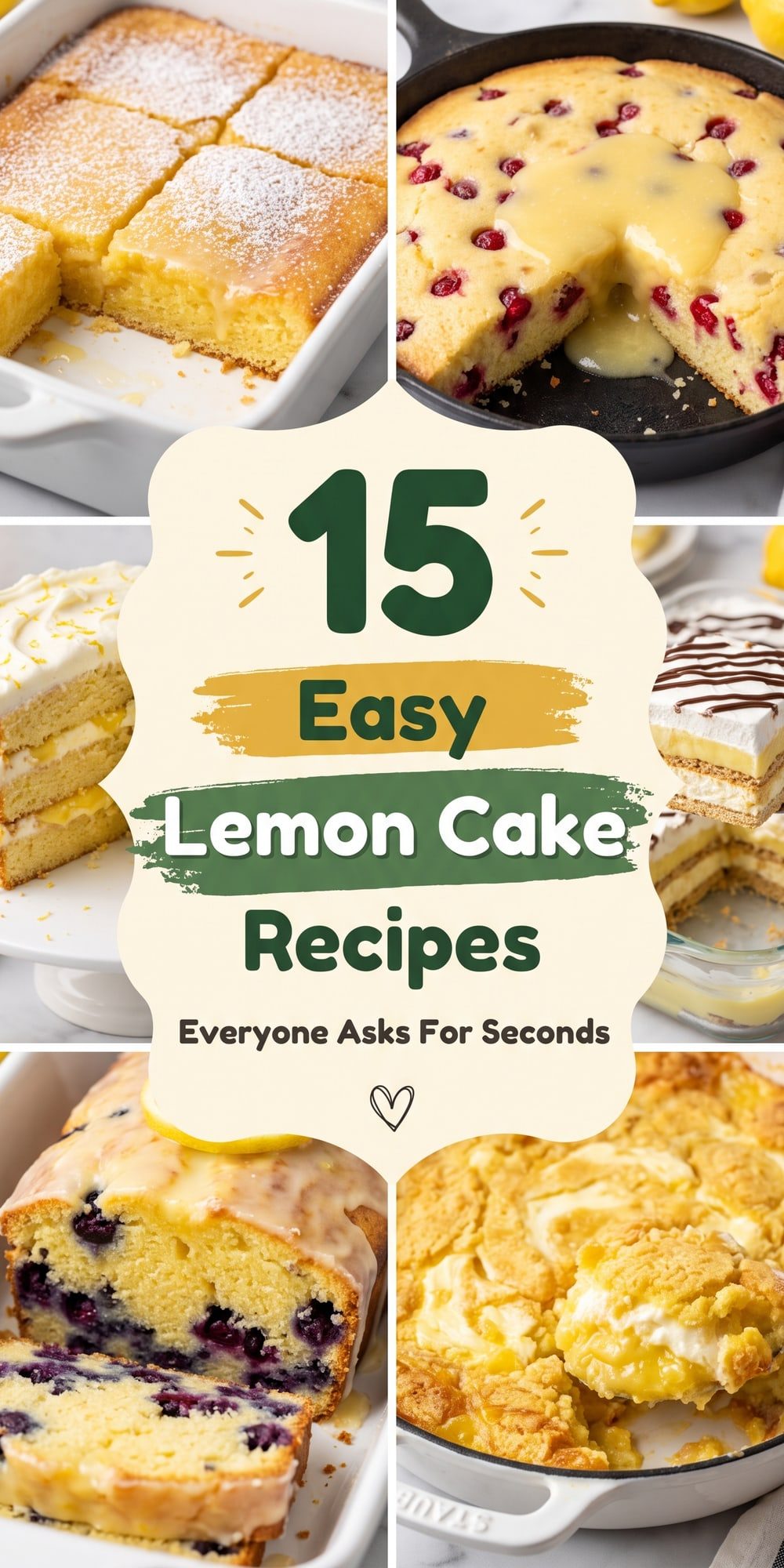 15 Lemon Cake Recipes – collage of easy recipes