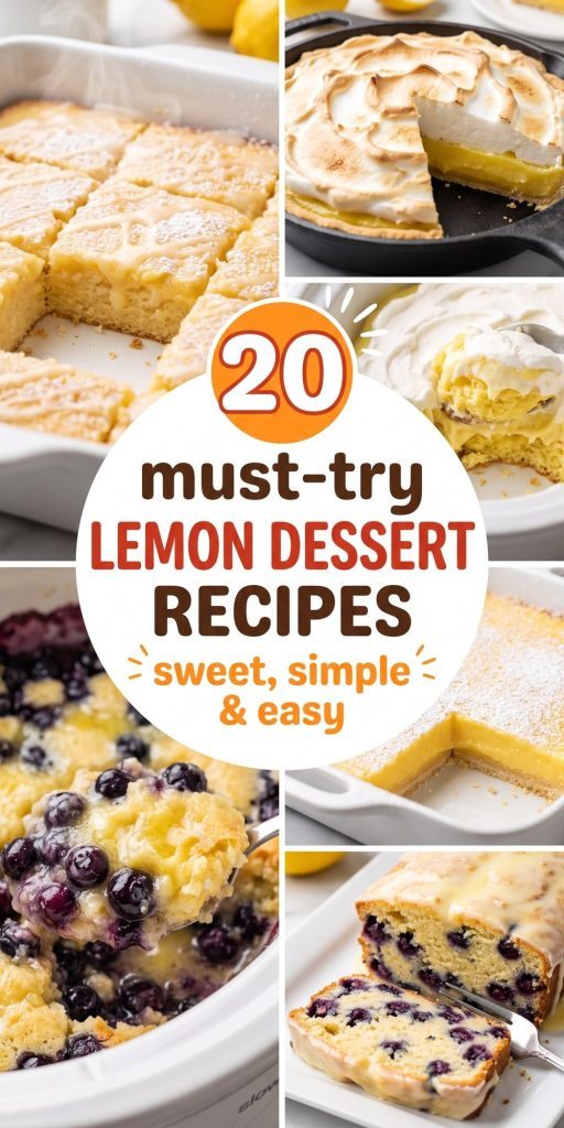 20 Lemon Dessert Recipes – collage of easy recipes