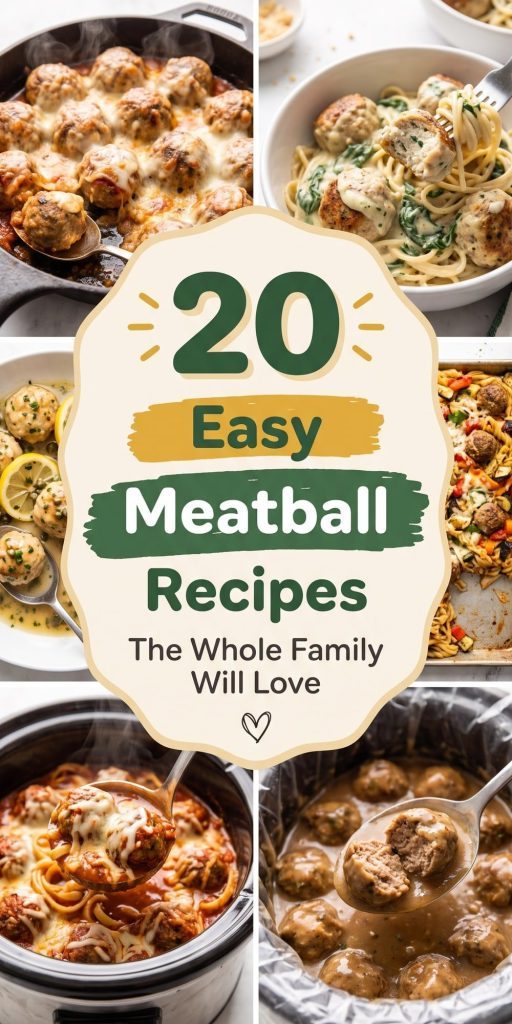 20 Meatball Recipes – collage of easy recipes