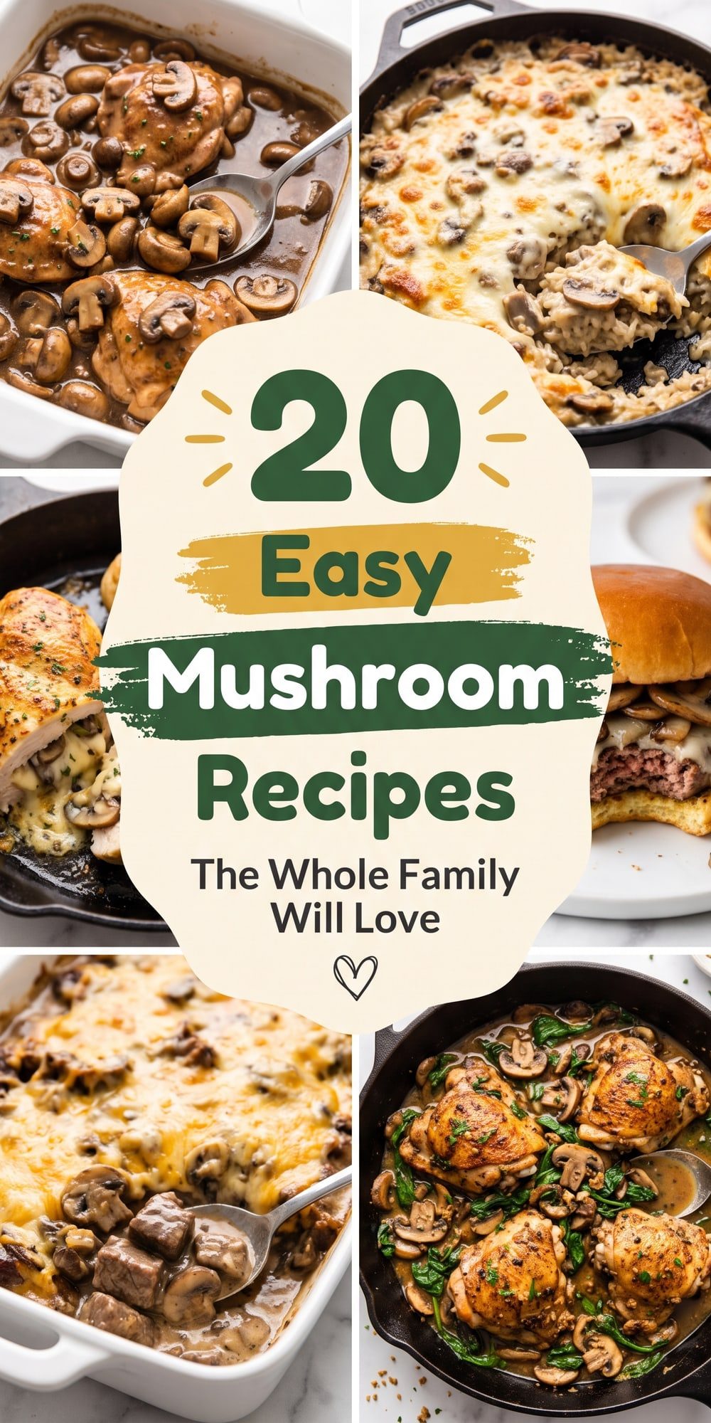 20 Mushroom Recipes – collage of easy recipes