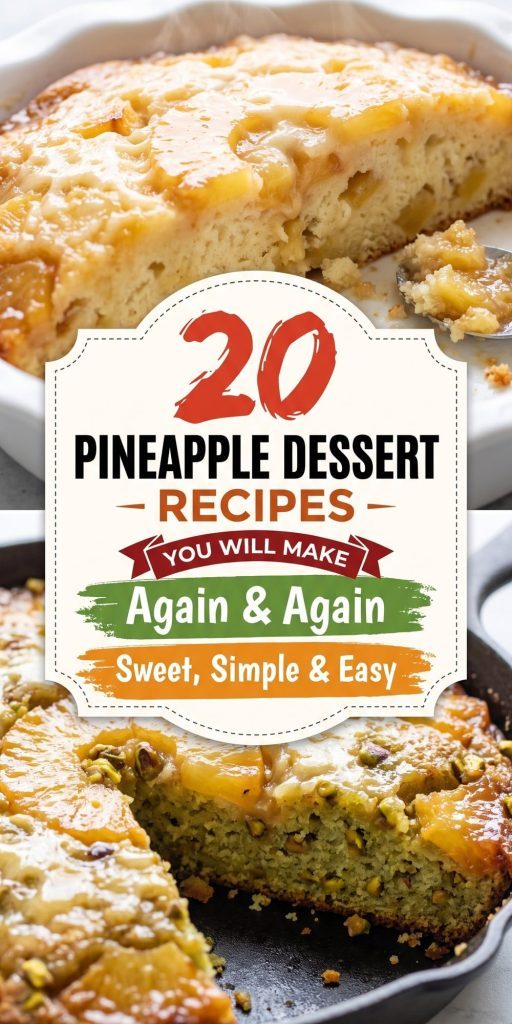 20 Pineapple Dessert Recipes – collage of easy recipes