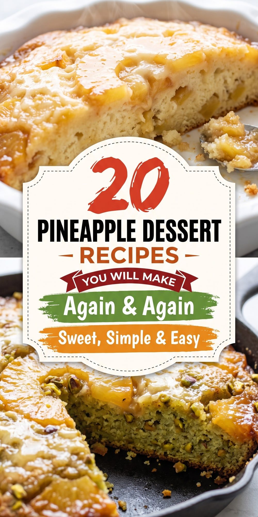 20 Pineapple Dessert Recipes – collage of easy recipes