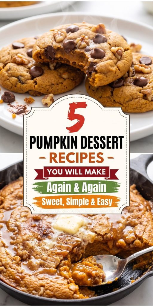 5 Pumpkin Dessert Recipes – collage of easy recipes