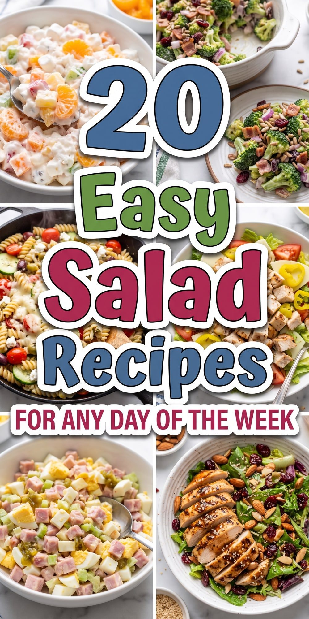 20 Salad Recipes – collage of easy recipes