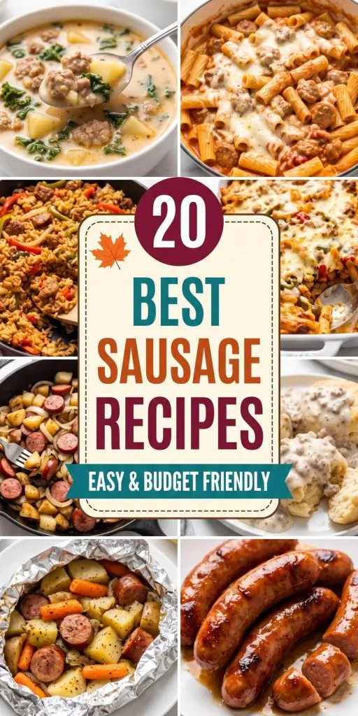 20 Best Sausage Recipes – collage of easy recipes