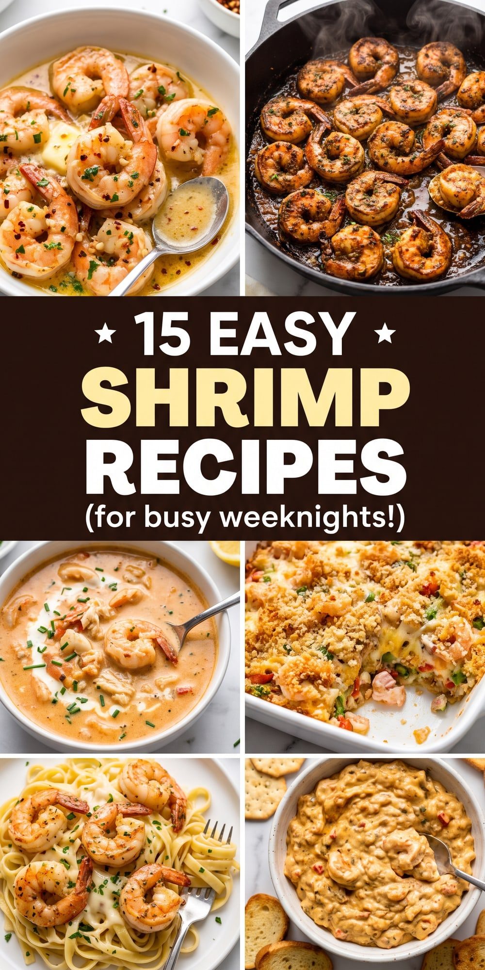 15 Shrimp Recipes – collage of easy recipes