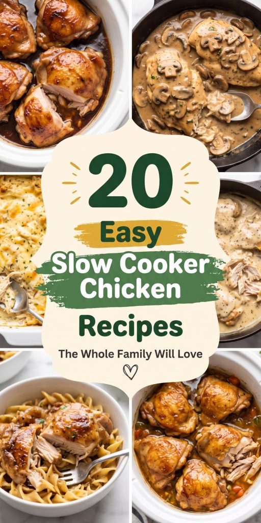 20 Slow Cooker Chicken Recipes – collage of easy recipes