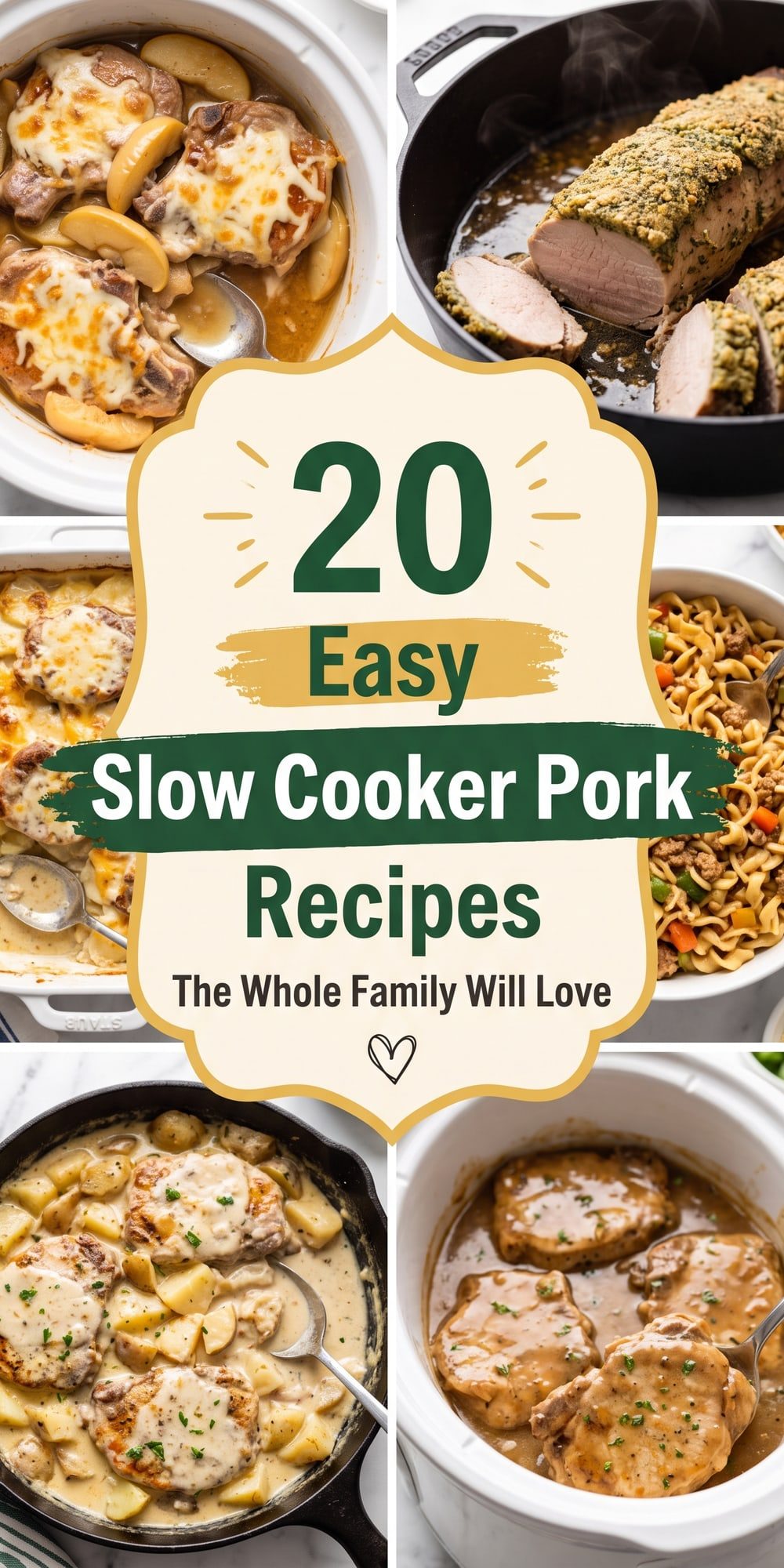 20 Slow Cooker Pork Recipes – collage of easy recipes
