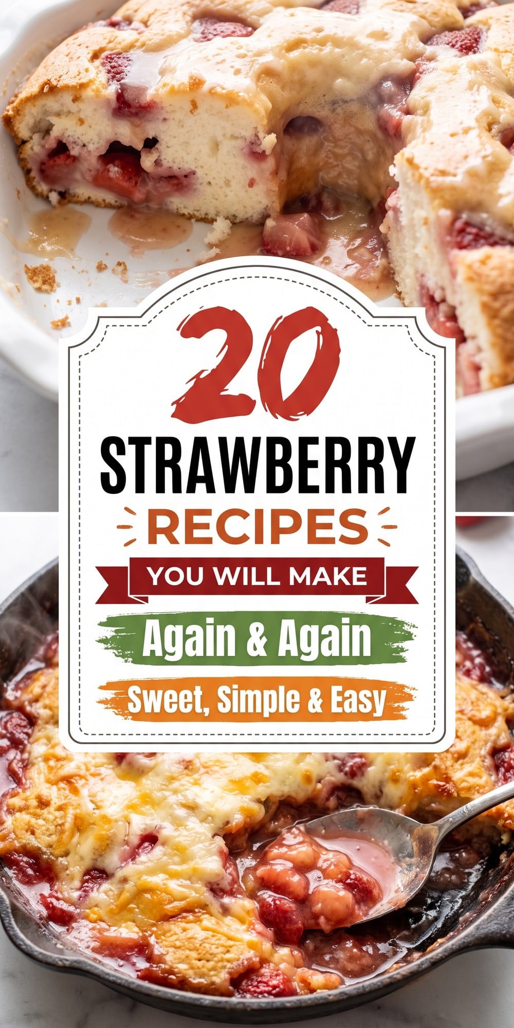 20 Strawberry Recipes – collage of easy recipes