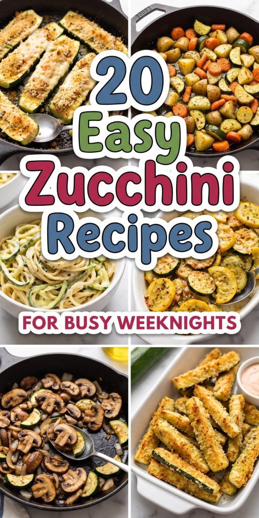 20 Zucchini Recipes – collage of easy recipes