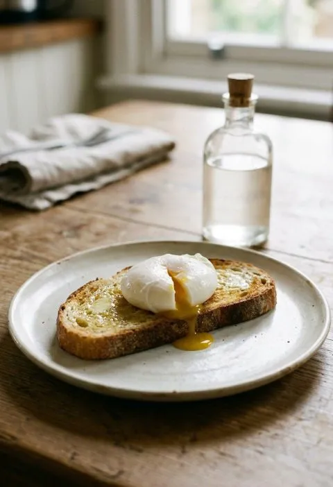 A poached egg on buttered toast