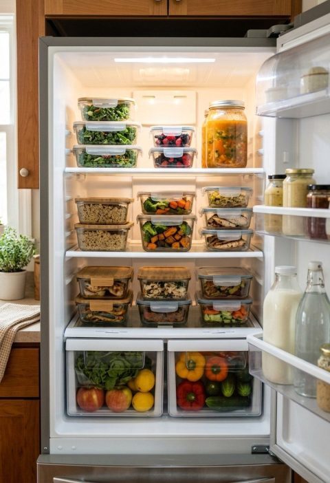 The inside of a clean organised refrigerator