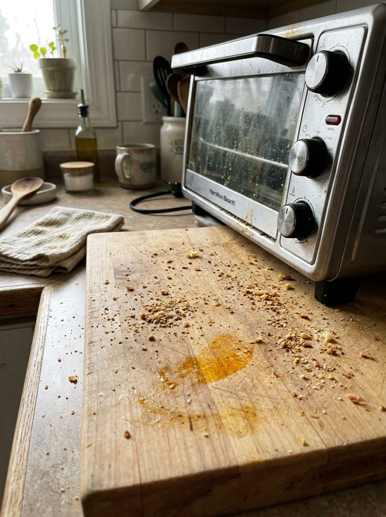 I Put a Wooden Cutting Board Under My Toaster Oven for 14 Days. Here's What Happened