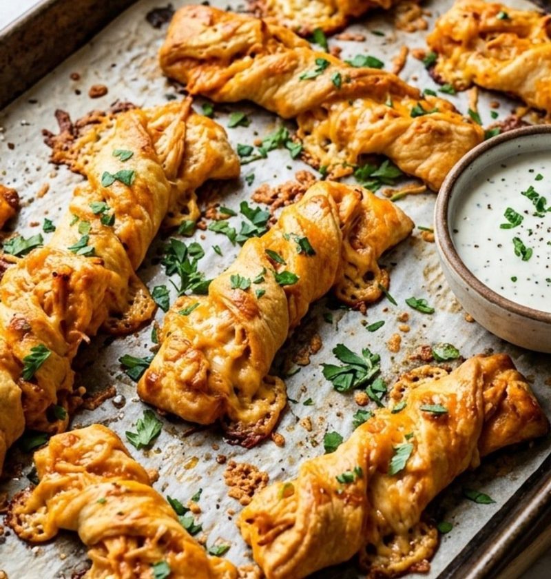 Buffalo chicken crescent twists