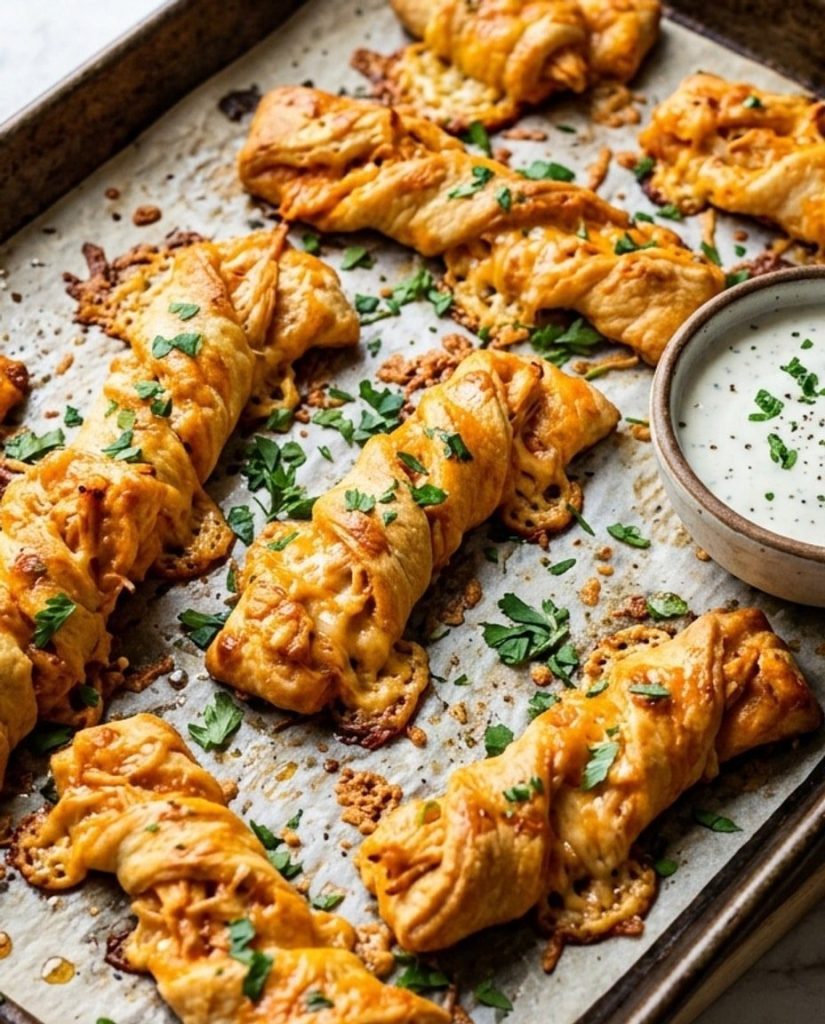 Buffalo chicken crescent twists