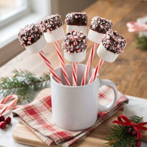 Candy cane marshmallow pops